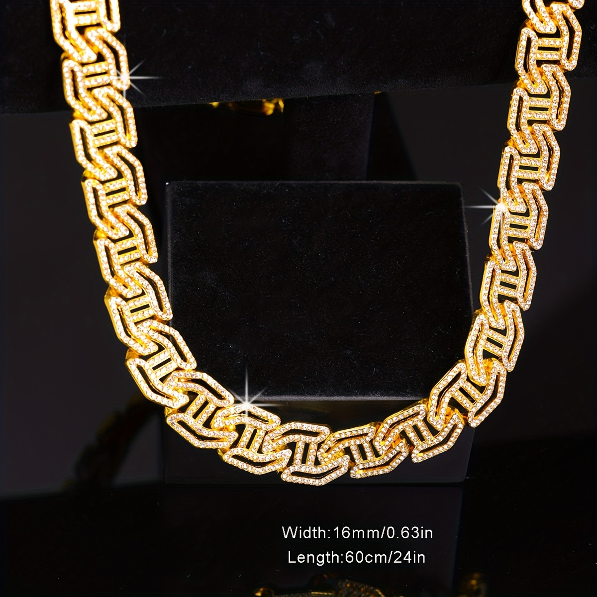 Men's Iced-Out Cuban Link Chain Necklace, Durable Zinc Alloy